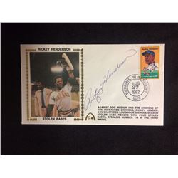 RICKEY HENDERSON AUTOGRAPHED POSTCARD W/ JSA COA