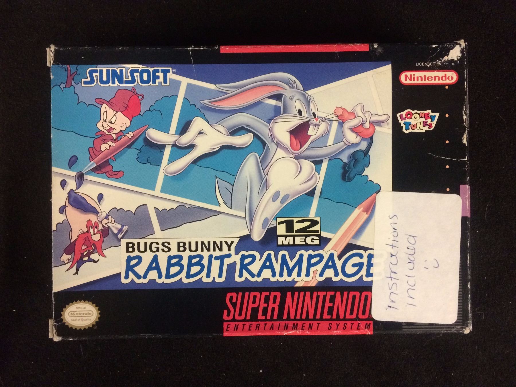 BUGS BUNNY RABBIT RAMPAGE SUPER NINTENDO GAME COMPLETE IN BOX