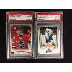 2005 UD THOMAS VANEK PSA 10 ROOKIE & 2005 COREY PERRY ROKKIE PSA 10