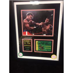 FRAMED RUMBLE IN THE JUNGLE TICKET AND ALI COLLAGE 12 X 18