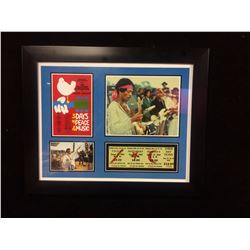 WOODSTOCK TICKET FRAMED WITH JIMMY HENDRIX COLLAGE