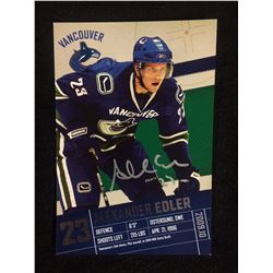 VANCOUVER CANUCKS AUTOGRAPHED 5" X 7" PICTURE CARD (EDLER)