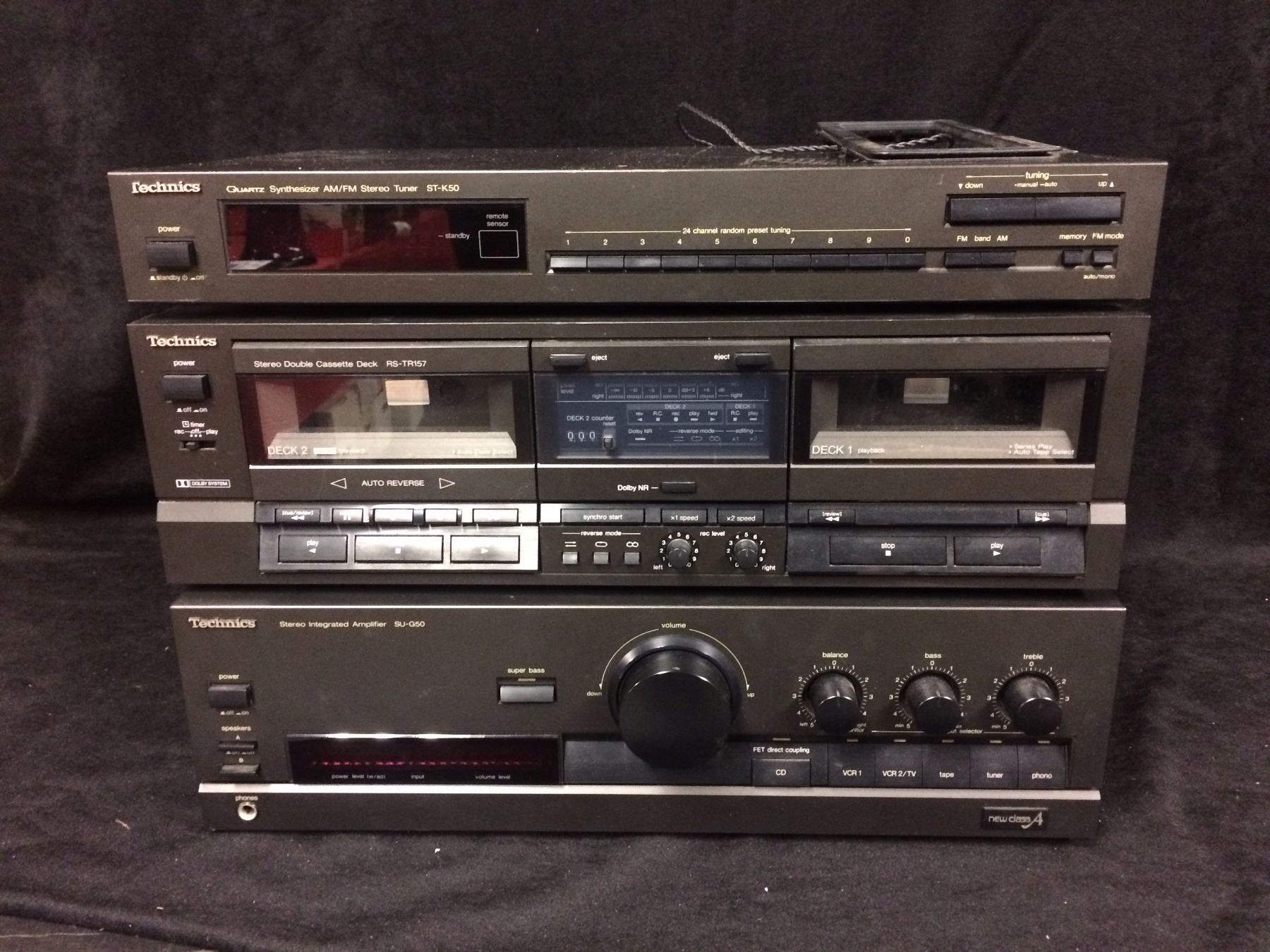 TECHNICS AM/FM TUNER ST-K50, DUAL CASSETTE, AMPLIFIER SU-G50