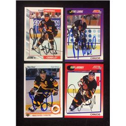 AUTOGRAPHED HOCKEY CARD LOT (COURTNALL, SMYL, LUMME, LARIONOV)