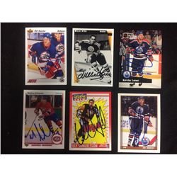 AUTOGRAPHED HOCKEY CARD LOT (HOUSLEY, O'REE, LOWE, SCHNEIDER, SAMUELSSON, MURPHY)