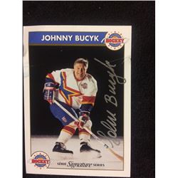 JOHNNY BUCYK AUTOGRAPHED ZELLERS SIGNATURE SERIES HOCKEY CARD