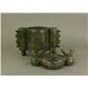 Image 8 : Chinese Archaistic Green Hardstone Censer w/ Cover