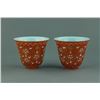 Image 1 : Imperial Red Gilt Porcelain Cups Qianlong Mark