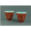 Image 2 : Imperial Red Gilt Porcelain Cups Qianlong Mark