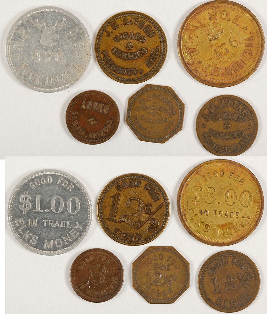 Six Arizona Tokens - Holabird Western Americana Collections
