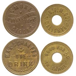 Two Nevada Tokens (Caliente and Delamar)