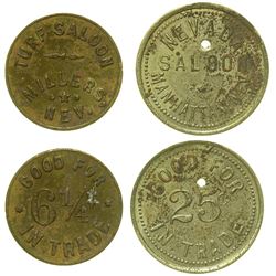 Two Nevada Saloon Tokens (Millers & Manhattan)