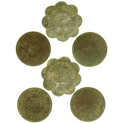 Three Tonopah, Nevada Bakery Tokens