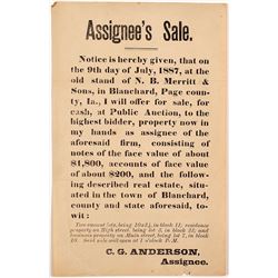 1887 Broadside Re: Sale of Bank Notes