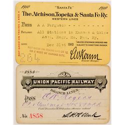 Early Union Pacific and AT&SF Railroad Passes