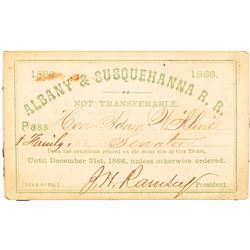 Albany & Susquehanna Railroad 1866 Pass