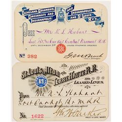 Two "St Louis" Railroad Passes (1886 & 1889)