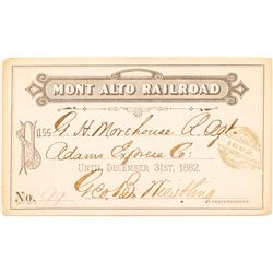 Mont Alto Railroad 1882 Pass