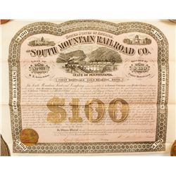 South Mountain Railroad Co. Bond, 1873