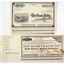 23 Grass Valley Mining Stock Certificates
