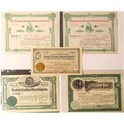 Five Rawhide Area Mining Stock Certificates