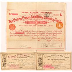 Oregon Mining Stock Certificates and Bond