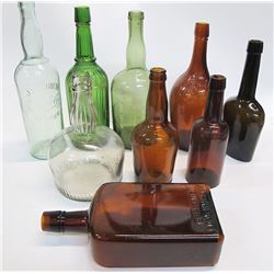 Group of 9 Whiskey Bottles, c1890-1910