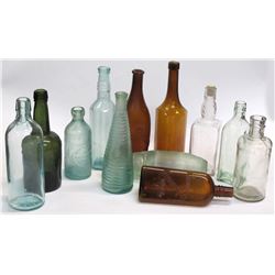 Assortment of 12 Food, Soda and Ink Bottles