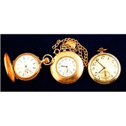 Three Vintage Elgin Ladies Pocket Watches