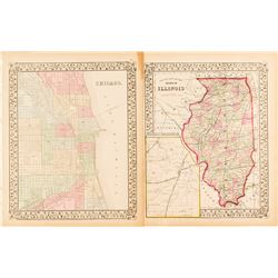 Two Maps of Illinois and Chicago, c.1860s