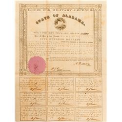 Alabama Civil War $500 Bond, Act of 1861