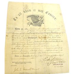 Civil War Discharge Paper