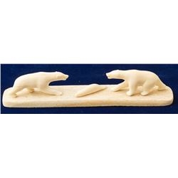 Ivory Polar Bear and Seal Sculpture