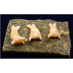 Three Very Small Ivory Seal Fetishes