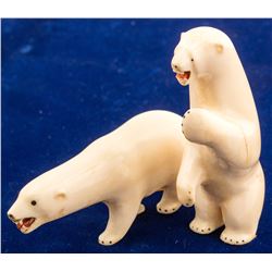 Two Polar Bear Ivory Fetishes