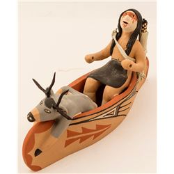 Man in Canoe with Deer, A. Loretto