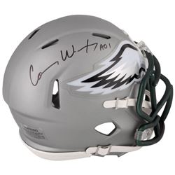 Carson Wentz Signed Eagles Blaze Mini Speed Helmet (Fanatics)