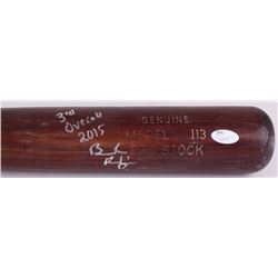 Brendan Rodgers Signed Game-Used Louisville Slugger Baseball Bat Inscribed  3rd Overall 2015  (JSA H
