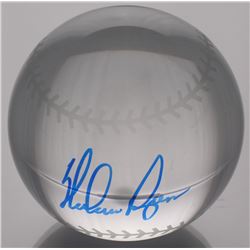 Nolan Ryan Signed Lead Crystal Baseball (PSA COA)