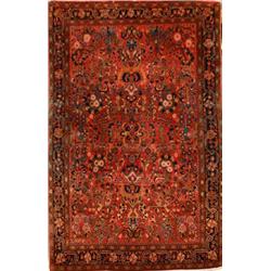 Not Illustrated, Sarouk Rug, Post 1950, Red ground with millefleur field within a rosette a...