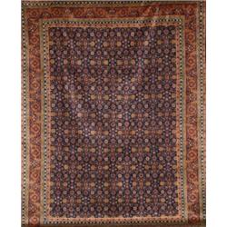 Not Illustrated, Turkish Rug, Circa 1950, Blue ground with millefleur field within a palmet...