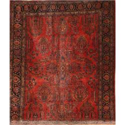 Not Illustrated, Sarouk Rug, Second Quarter 20th Century, Red ground with cypress, floral s...