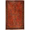 Image 1 : Sarouk Rug, Post 1950, Red ground with floral spray field within a rosette and trellising vin...