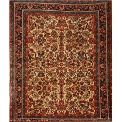 Not Illustrated, Hamadan Rug, Circa 1950, Beige ground with floral spray field within a pal...