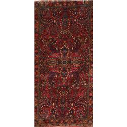 Not Illustrated, Sarouk Rug, Circa 1950, Red ground with floral spray field within a rosett...