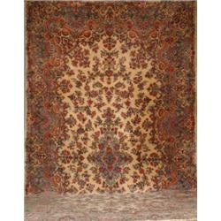 Not Illustrated, Kerman Rug, Second Quarter 20th Century, Ivory ground with floral spray fi...