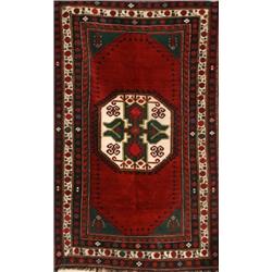 Not Illustrated, Kazak Rug, Post 1950, Red ground centering an octagonal latchhook medallio...