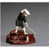 Image 1 : Japanese Large Ivory Mounted Bronze and Wood Okimono of a Fisherman, Signed Jonan, Meiji Period...