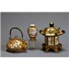 Image 1 : Group of Three Satsuma Articles, Meiji Period (1868-1912), The first, a melon-form teapot dep...