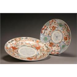 Two Arita Chargers, 19th Century, The larger cracked., Diameter of larger: 21-5/8 in (54.9...